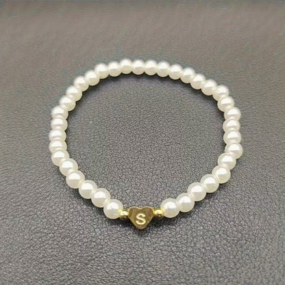 Amara | women's a-z heart initial letter & number bracelet