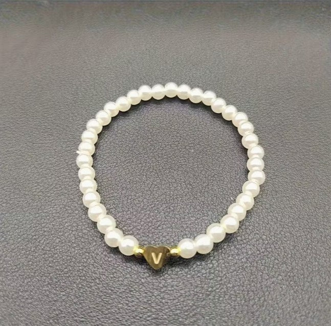 Amara | women's a-z heart initial letter & number bracelet