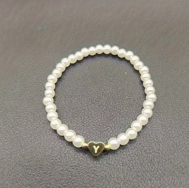 Amara | women's a-z heart initial letter & number bracelet