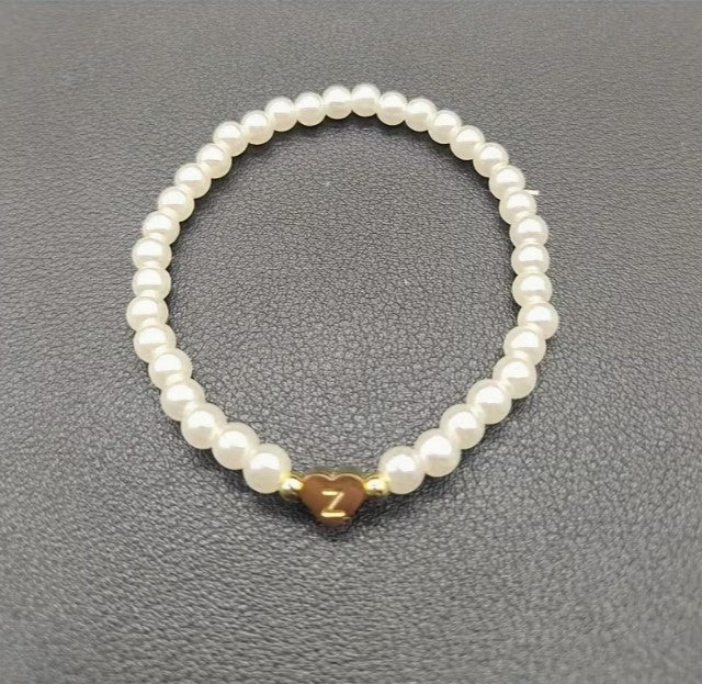 Amara | women's a-z heart initial letter & number bracelet