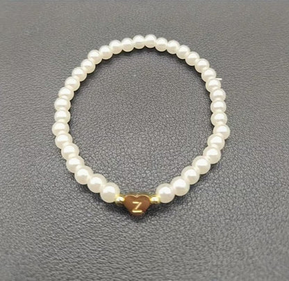 Amara | women's a-z heart initial letter & number bracelet