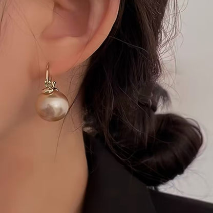 Clara | pretty imitation pearl pendant hoop earrings zinc alloy jewelry vintage