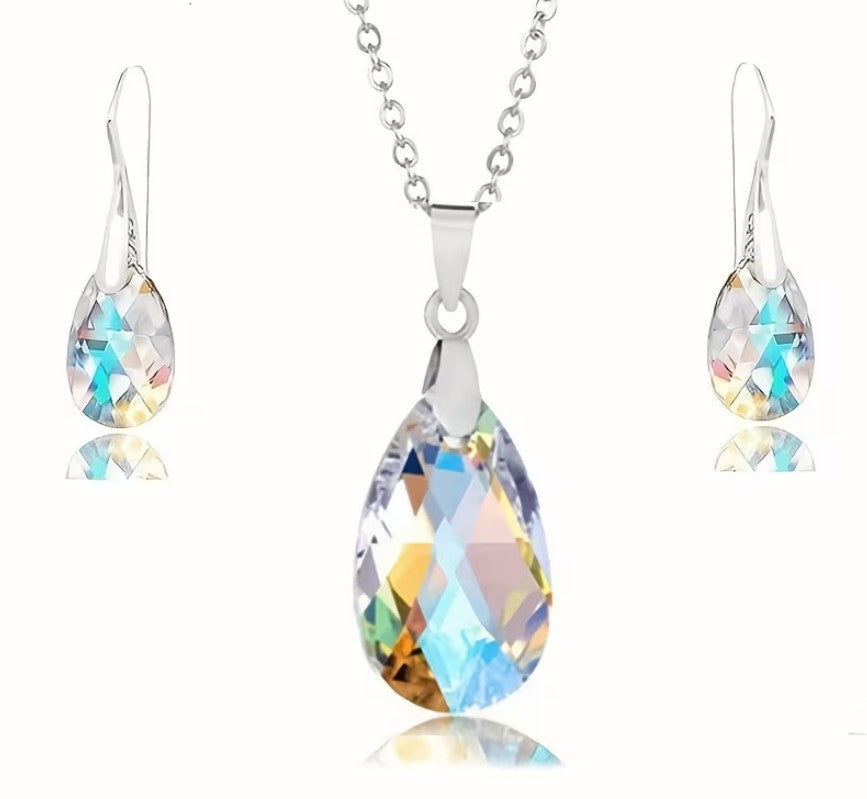 Mia | crystal drop earrings & pendant necklace set