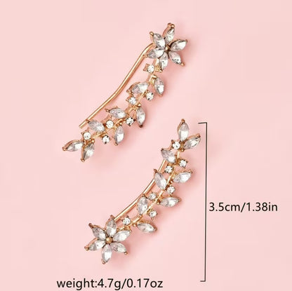 Ivy | glass rhinestone leaf earrings with rose pendant