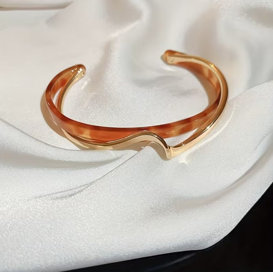 Ava | 18k gold plated wave cuff bangle