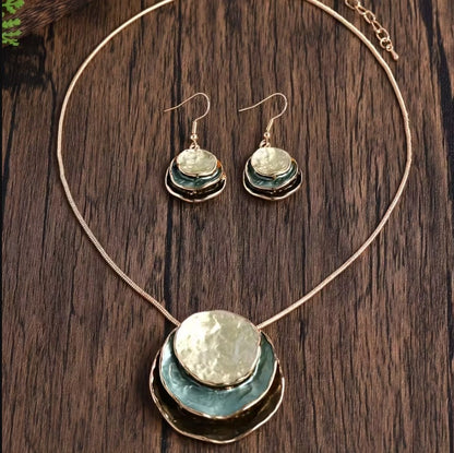 Meghan | bohemian 3-layer enamel necklace & earrings set