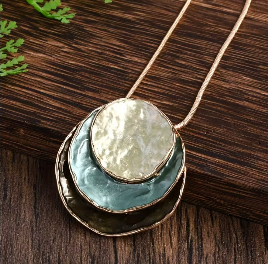 Meghan | bohemian 3-layer enamel necklace & earrings set