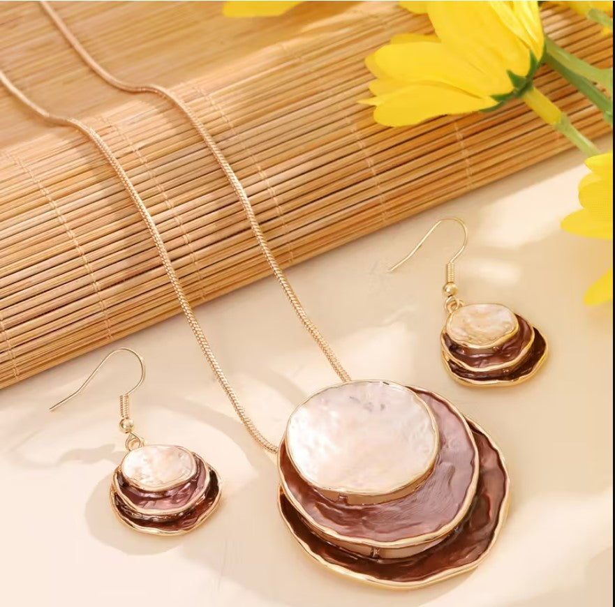 Meghan | bohemian 3-layer enamel necklace & earrings set