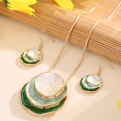 Meghan | bohemian 3-layer enamel necklace & earrings set
