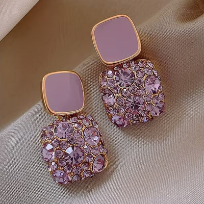 Lila | square rhinestone dangle earrings