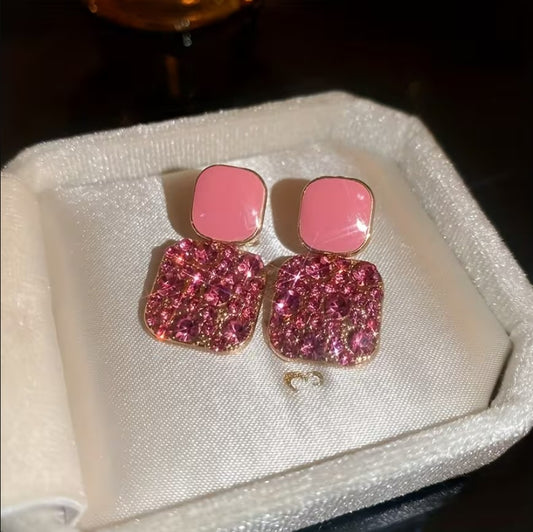 Lila | square rhinestone dangle earrings
