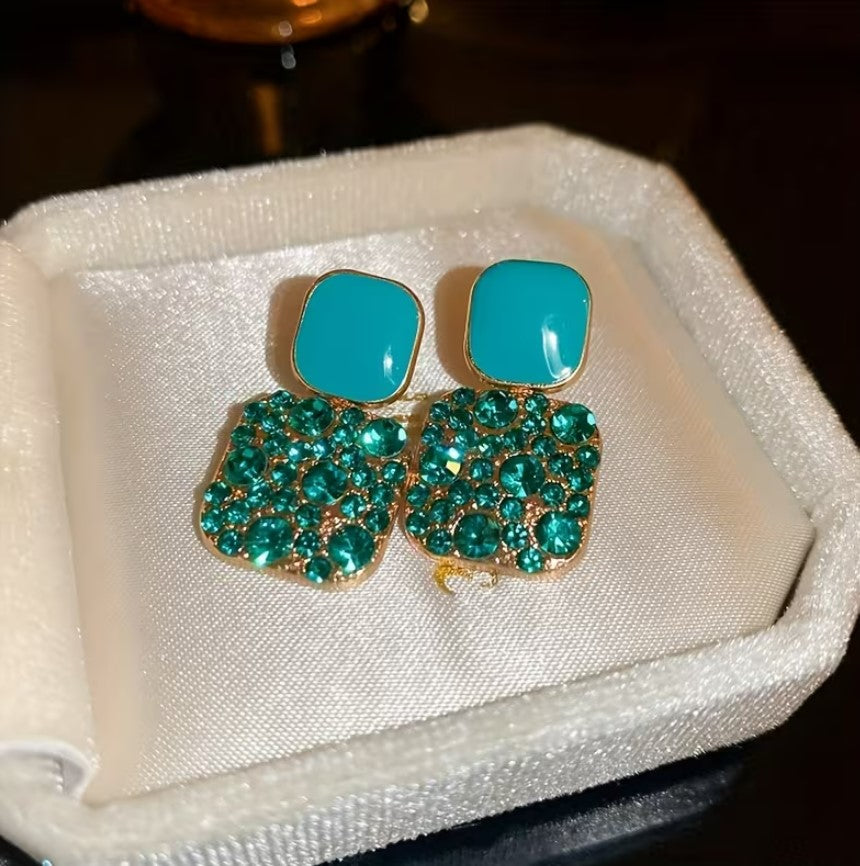 Lila | square rhinestone dangle earrings