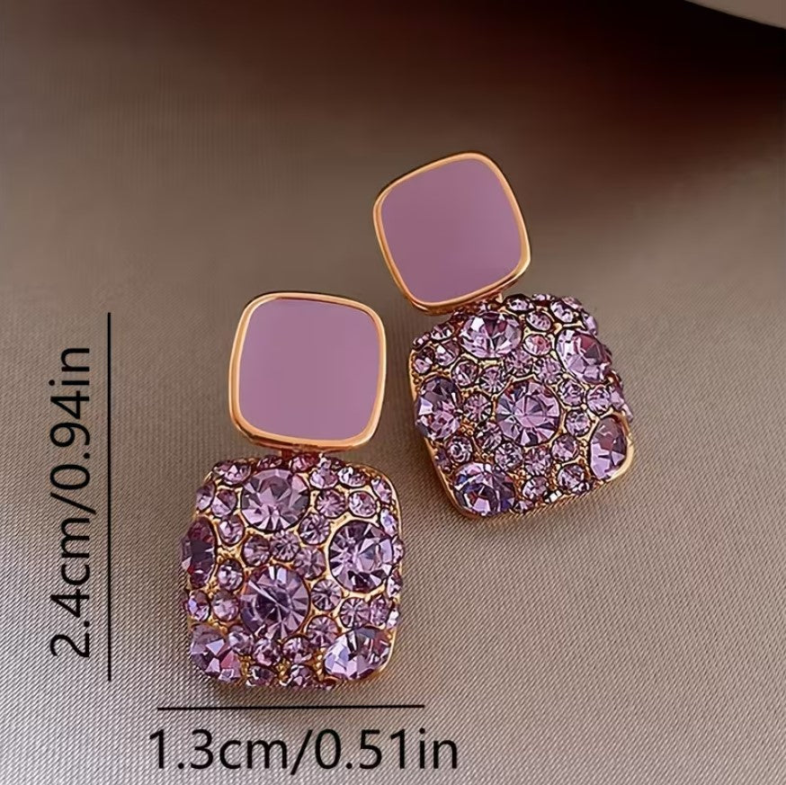 Lila | square rhinestone dangle earrings