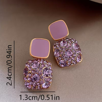 Lila | square rhinestone dangle earrings