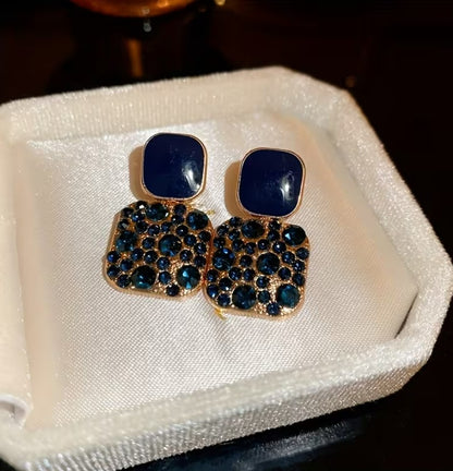 Lila | square rhinestone dangle earrings