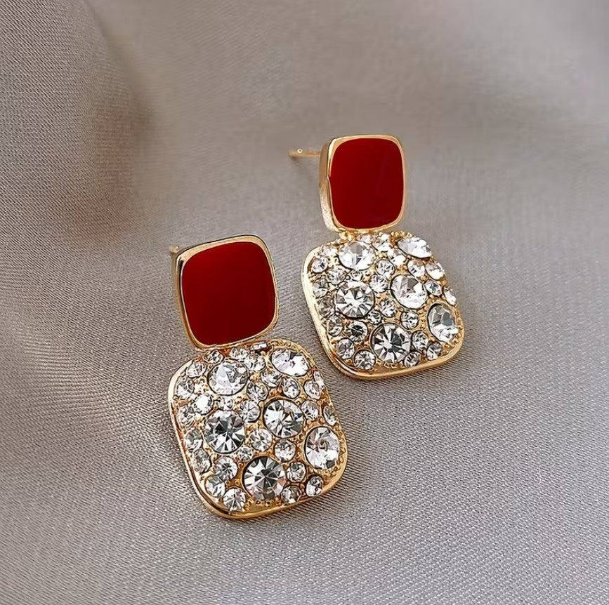 Lila | square rhinestone dangle earrings