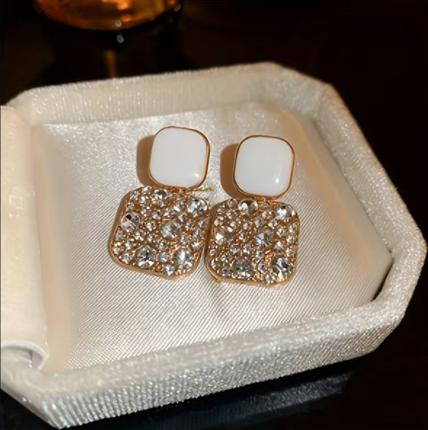 Lila | square rhinestone dangle earrings