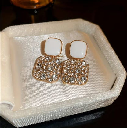 Lila | square rhinestone dangle earrings