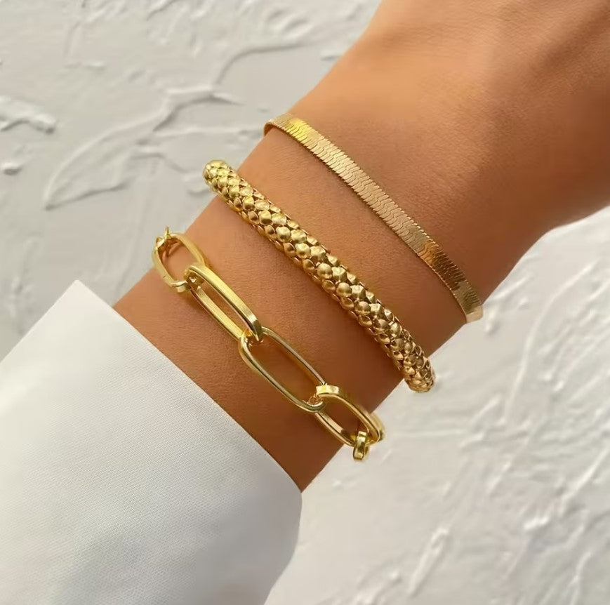 Elise | multi-layer snake chain bracelet set