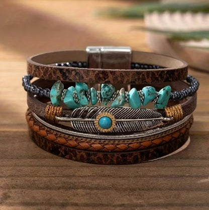 Raya | bohemian faux leather wrap bracelet