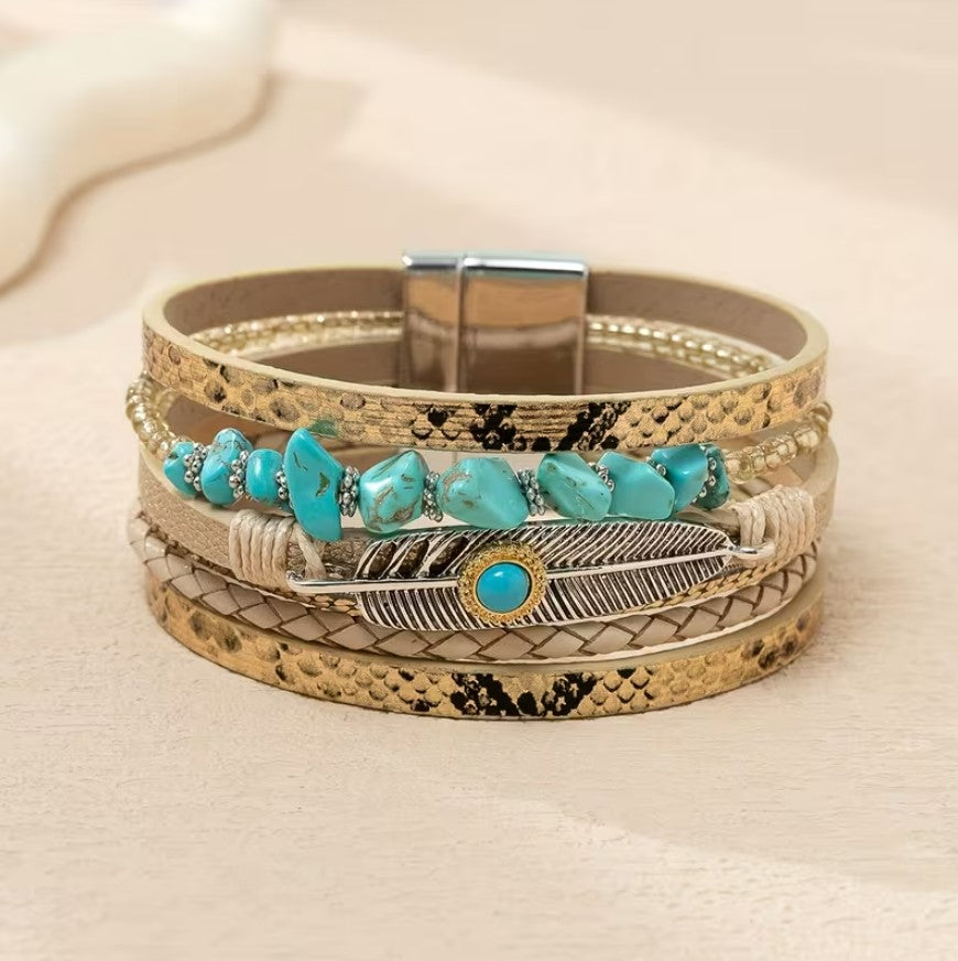 Raya | bohemian faux leather wrap bracelet