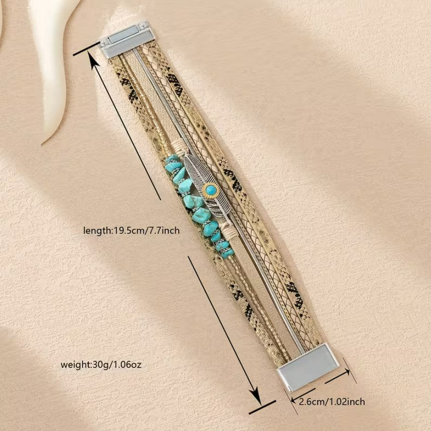 Raya | bohemian faux leather wrap bracelet