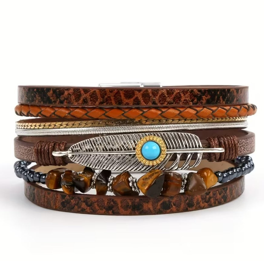 Raya | bohemian faux leather wrap bracelet