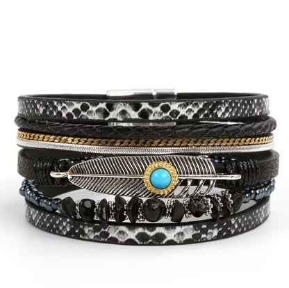 Raya | bohemian faux leather wrap bracelet