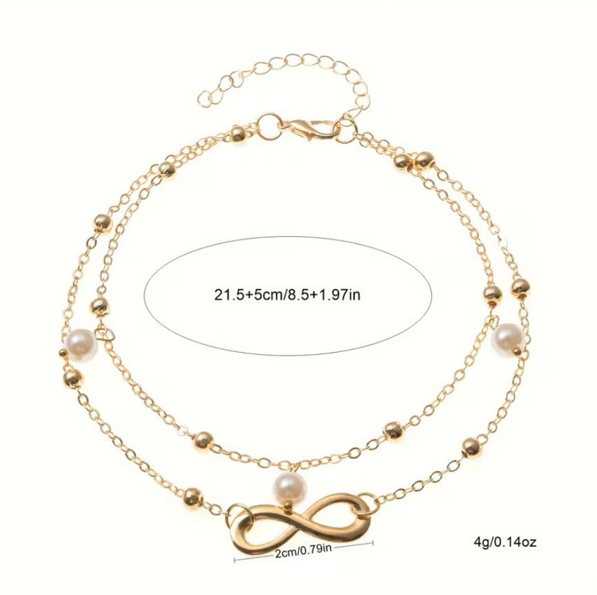 Miranda | double layer figure-8 faux anklet
