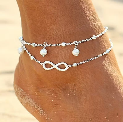 Miranda | double layer figure-8 faux anklet