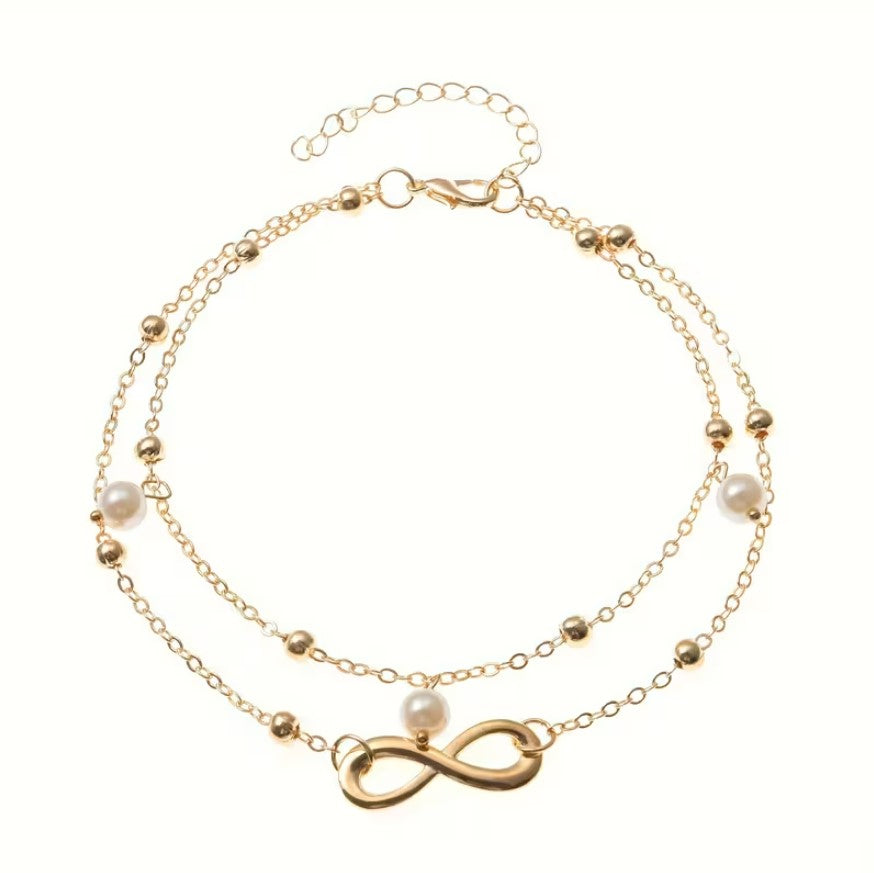 Miranda | double layer figure-8 faux anklet