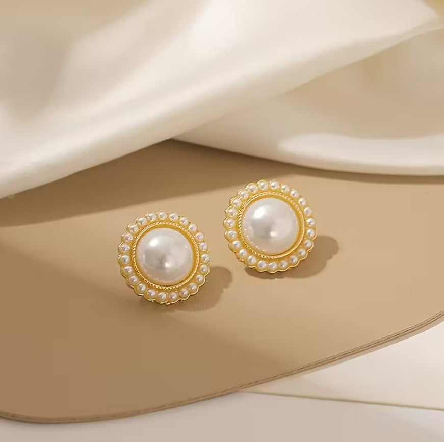 Elara | 5-pair wine red faux pearl earring set