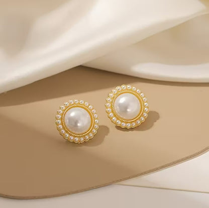 Elara | 5-pair wine red faux pearl earring set