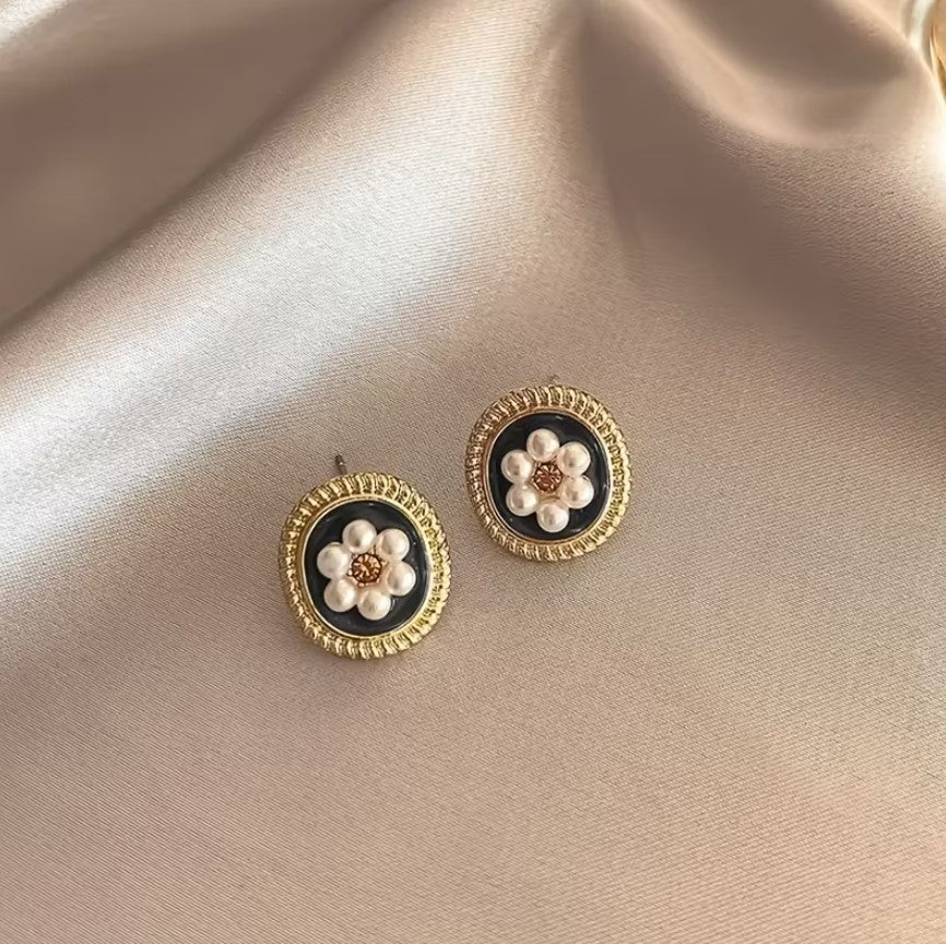 Elara | 5-pair wine red faux pearl earring set