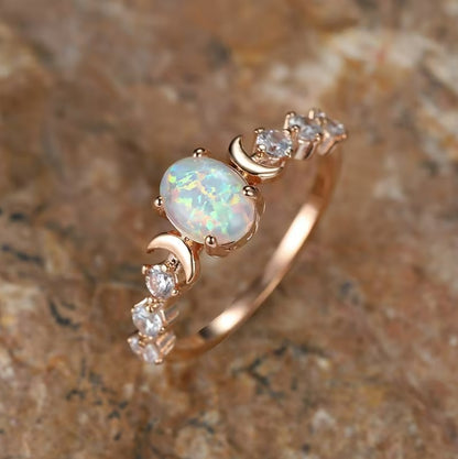 Seren | rainbow opal rose gold ring