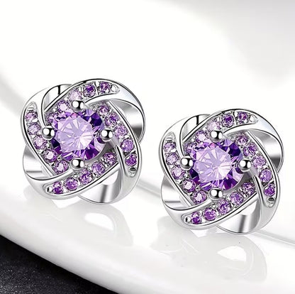 Thalia | Rhinestone clover stud earrings