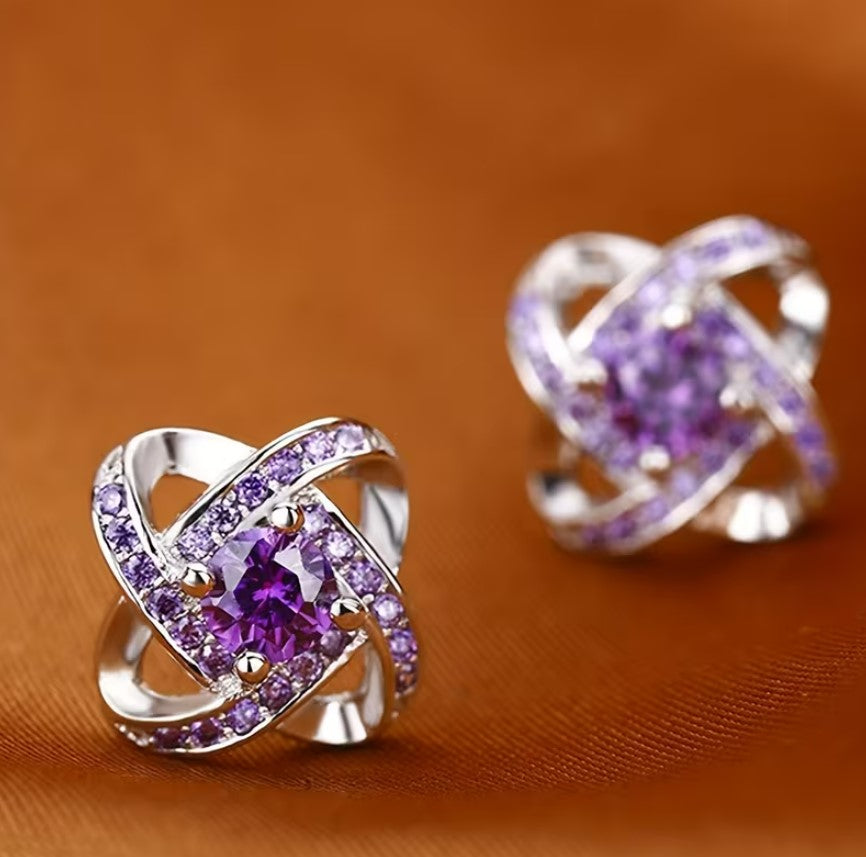 Thalia | Rhinestone clover stud earrings