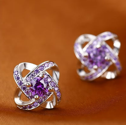 Thalia | Rhinestone clover stud earrings