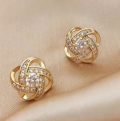 Thalia | Rhinestone clover stud earrings