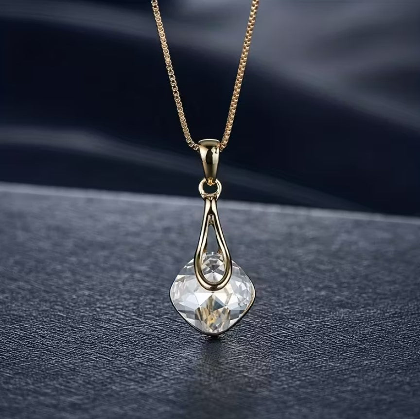 Elowen | square pendant necklace & teardrop earrings set
