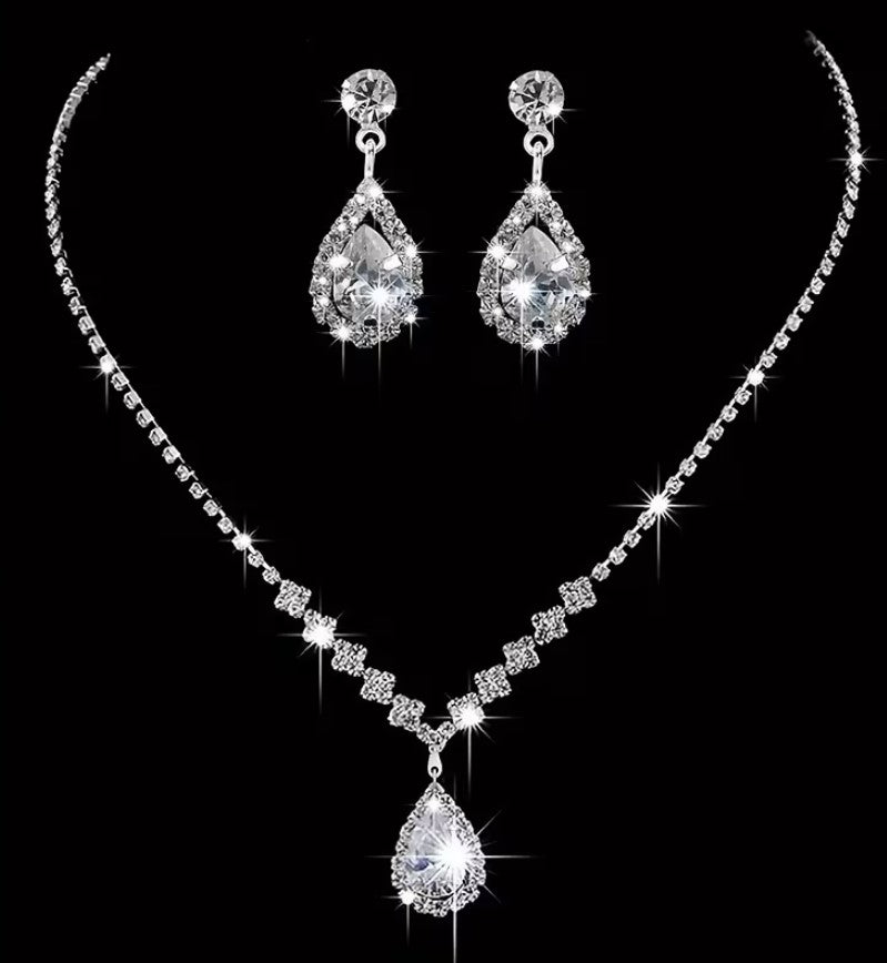 Odette | rhinestone necklace & earrings bridal set
