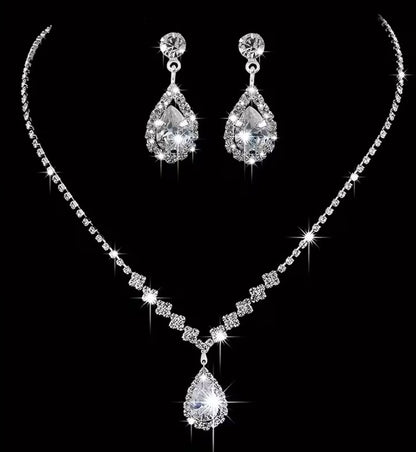 Odette | rhinestone necklace & earrings bridal set