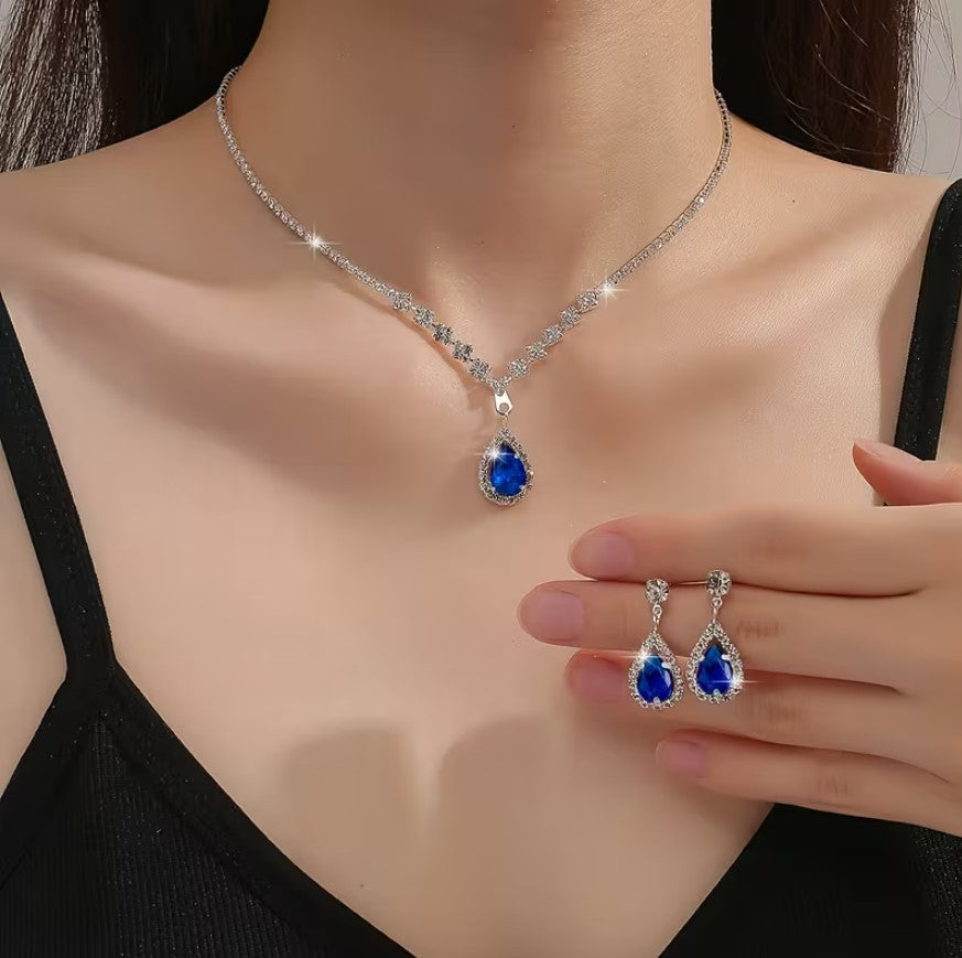 Odette | rhinestone necklace & earrings bridal set