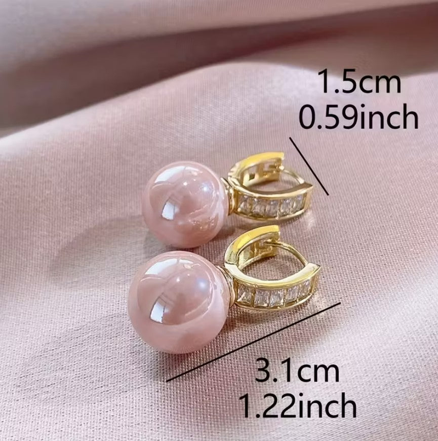 Leona | pink pearl hoop earrings