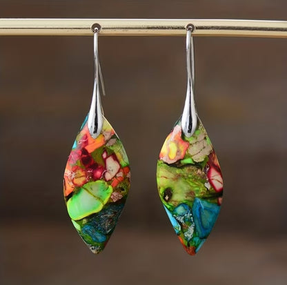 Kaia | imperial stone leaf dangle earrings