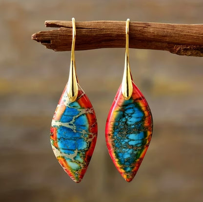 Kaia | imperial stone leaf dangle earrings