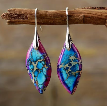 Kaia | imperial stone leaf dangle earrings