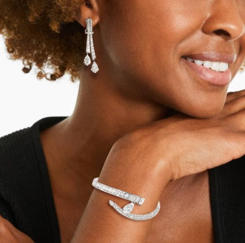 Pear Cut White Sapphire Jewelry Set – Bracelet & Earrings