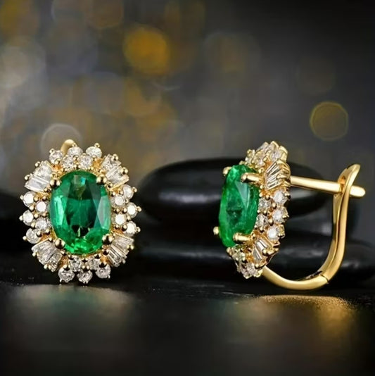 Marceline | Green Zirconia Hoop Earrings