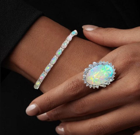 Oval Cut Opal Jewelry Set – Ring & Bracelet